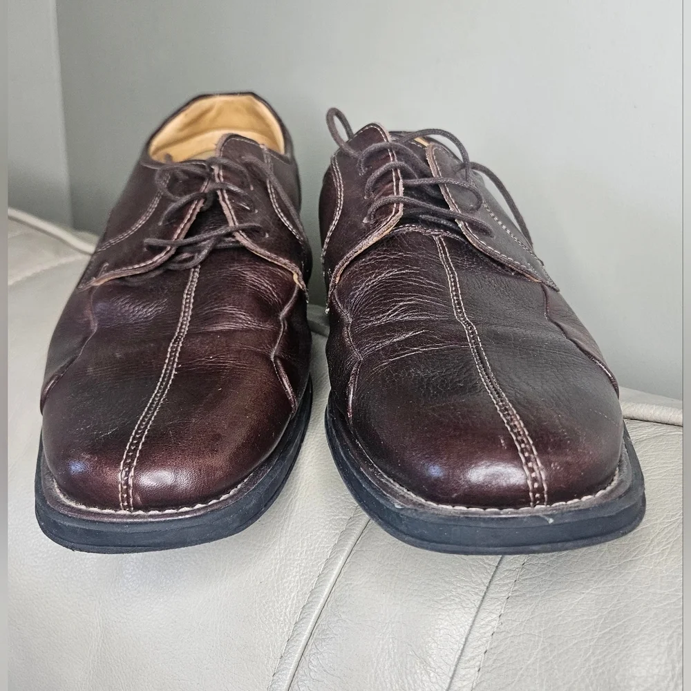 💚💙Belvedere‎ Studio Bay Bridge Men's Brown Pebbled Leather Dress Shoes Sz 11D